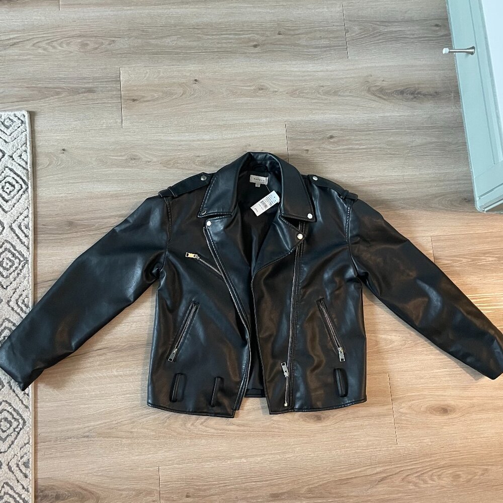 Oversized Pacsun Leather Jacket, XS/S, new